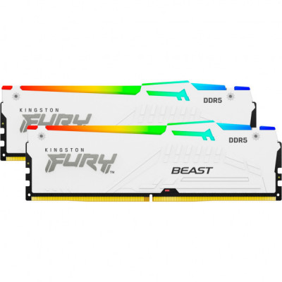 Модуль пам'яті для комп'ютера DDR5 32GB (2x16GB) 5600 MHz FURY Beast White RGB Kingston Fury (ex.HyperX) (KF556C36BWEAK2-32)