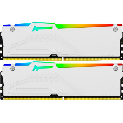 Модуль пам'яті для комп'ютера DDR5 32GB (2x16GB) 5600 MHz FURY Beast White RGB Kingston Fury (ex.HyperX) (KF556C36BWEAK2-32)