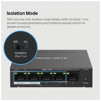 Комутатор мережевий Mercusys MS105GP