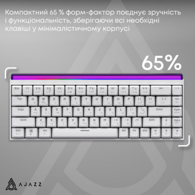 Клавіатура Ajazz NK68 Red Switch USB UA White (NK68-R-W)