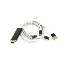 Кабель мультимедійний HDMI (M) to Lightning, Type-C, mirco USB 1.0m PowerPlant (CA911912)