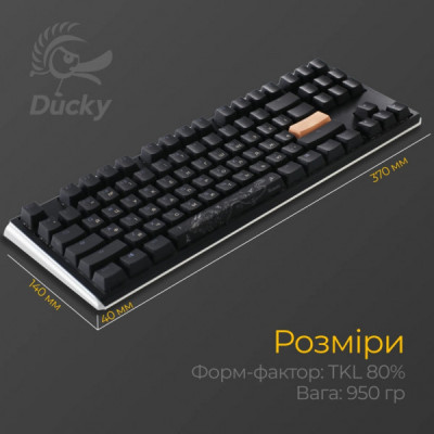 Клавіатура Ducky One 3 TKL Cherry MX Red RGB UA USB Black (DKON2187ST-RUAPXCLAWSC1)