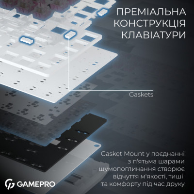 Клавіатура GamePro Asgard Valhalla Pro QLAB Sakura Switch RGB Bluetooth/Wireless/USB-C UA White (MK160-W-D-QS-PRO) Клавіатура GamePro Asgard Valhalla Pro QLAB Sakura Switch RGB Bluetooth/Wireless/USB-C UA White (MK160-W-D-QS-PRO)