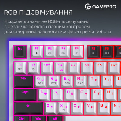 Клавіатура GamePro Asgard Valhalla Pro QLAB Sakura Switch RGB Bluetooth/Wireless/USB-C UA White (MK160-W-D-QS-PRO) Клавіатура GamePro Asgard Valhalla Pro QLAB Sakura Switch RGB Bluetooth/Wireless/USB-C UA White (MK160-W-D-QS-PRO)