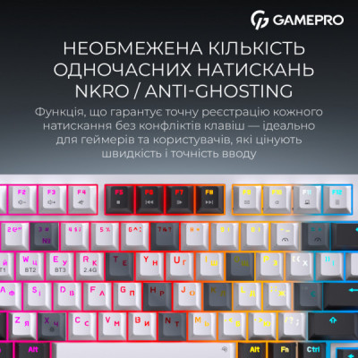 Клавіатура GamePro Asgard Valhalla Pro QLAB Sakura Switch RGB Bluetooth/Wireless/USB-C UA White (MK160-W-D-QS-PRO) Клавіатура GamePro Asgard Valhalla Pro QLAB Sakura Switch RGB Bluetooth/Wireless/USB-C UA White (MK160-W-D-QS-PRO)