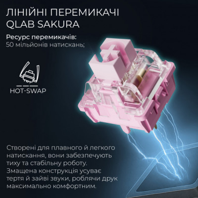 Клавіатура GamePro Asgard Valhalla Pro QLAB Sakura Switch RGB Bluetooth/Wireless/USB-C UA White (MK160-W-D-QS-PRO) Клавіатура GamePro Asgard Valhalla Pro QLAB Sakura Switch RGB Bluetooth/Wireless/USB-C UA White (MK160-W-D-QS-PRO)