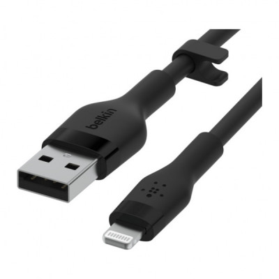 Дата кабель USB 2.0 AM to Lightning 1.0m SILICONE black Belkin (CAA008BT1MBK)