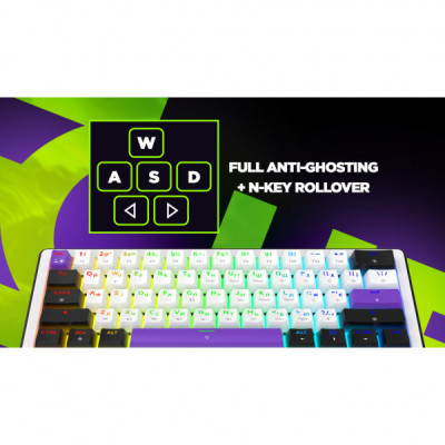 Клавіатура Hator Hellyberry HK60 Mechanical Linear RGB USB UA White/Violet (HK60)
