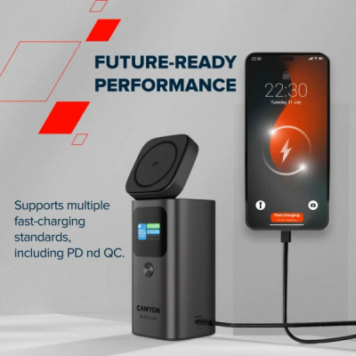 Батарея універсальна Canyon 15000mAh OnPower 150 Qi2 magnetic Grey (CNS-CPB150DG) Батарея універсальна Canyon 15000mAh OnPower 150 Qi2 magnetic Grey (CNS-CPB150DG)