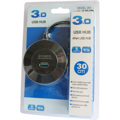 Концентратор Maiwo USB 3.1 Type-C - 4 port USB 3.0 Type-А, cable 30 cm (KH304)