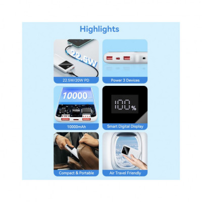 Батарея універсальна Vention 10000 mAh 22.5W Black LED Display Type (FHKB0)