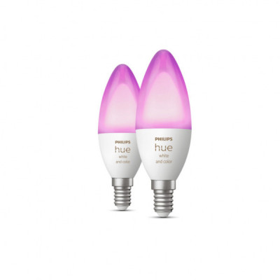 Розумна лампочка Philips Hue E14, 5.3W(40Вт), 2000K-6500K, RGB, ZigBee, Bluetooth, димування, 2шт (929002294210)