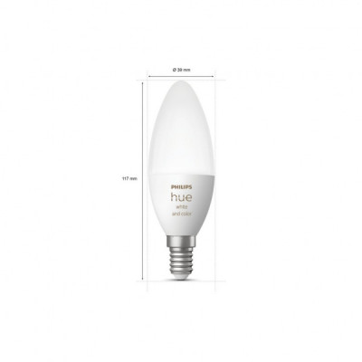 Розумна лампочка Philips Hue E14, 5.3W(40Вт), 2000K-6500K, RGB, ZigBee, Bluetooth, димування, 2шт (929002294210)
