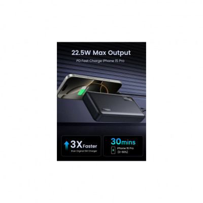 Батарея універсальна Ugreen 20000mAh 22,5W PD, 2хUSB-A, 2xUSB-C Black (PB312) (25683)