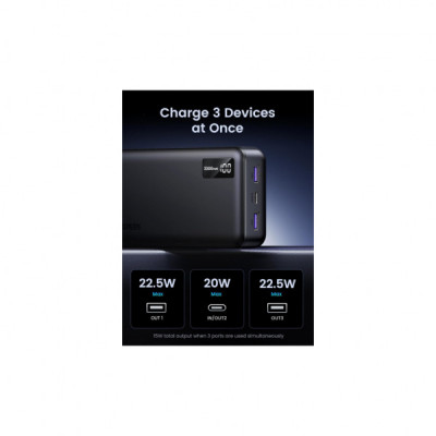 Батарея універсальна Ugreen 20000mAh 22,5W PD, 2хUSB-A, 2xUSB-C Black (PB312) (25683)