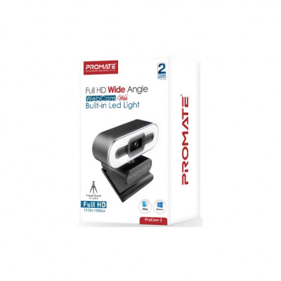 Веб-камера Promate ProCam-3 FullHD USB Black/Silver (procam-3.black)