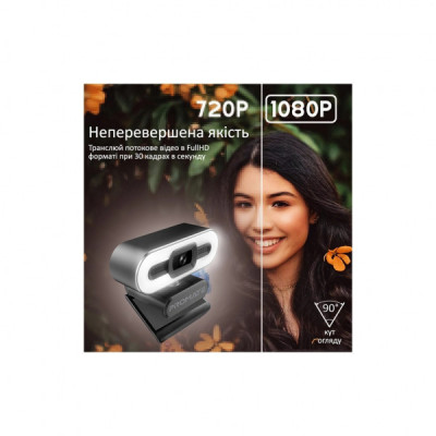 Веб-камера Promate ProCam-3 FullHD USB Black/Silver (procam-3.black)