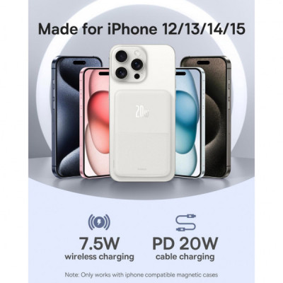 Батарея універсальна Baseus MagPro 5000mAh 20W, White (PPCXZ05) (P10064100222-00)