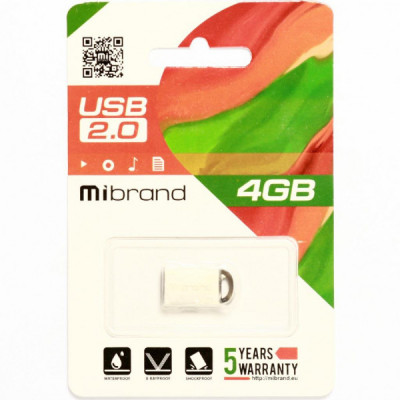 USB флеш накопичувач Mibrand 4GB lynx Silver USB 2.0 (MI2.0/LY4M2S)