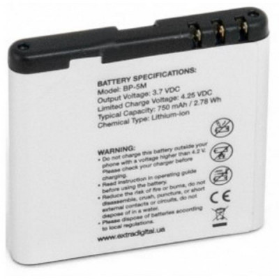 Акумуляторна батарея для телефону Extradigital Nokia BP-5M (750 mAh) (BMN6291)