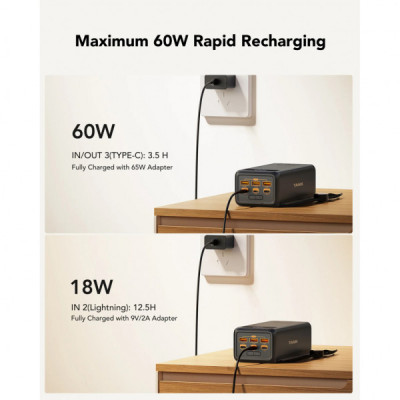 Батарея універсальна VEGER 56000mAh W5001C Tank 100W, PD, QC, Black (6970453555454)