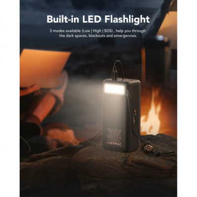 Батарея універсальна VEGER 56000mAh W5001C Tank 100W, PD, QC, Black (6970453555454)