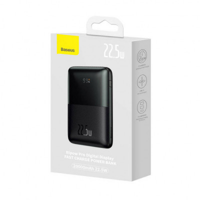 Батарея універсальна Baseus Pro 20000mAh, 22.5W, Black, with USB-A - USB-C 3A 0.3m cable (PPBD040301)