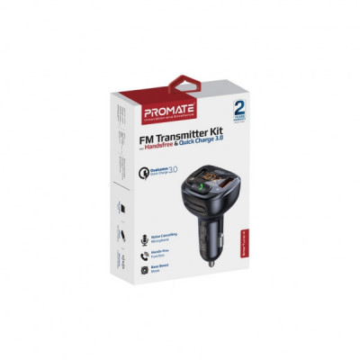 FM модулятор Promate SmarTune 4 USB QC3.0/USB OTG/MICROSD BLACK (smartune-4.black)