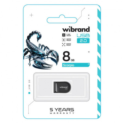 USB флеш накопичувач Wibrand 8GB Scorpio Black USB 2.0 (WI2.0/SC8M3B)