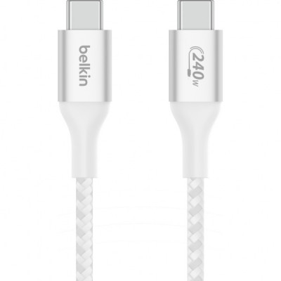 Дата кабель USB-C to USB-C 1.0m 240W white Belkin (CAB015BT1MWH)