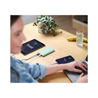Батарея універсальна Trust 10000mAh Primo ECO, 2хUSB-A/USB-C, 15W, green (25029_TRUST)