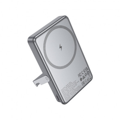 Батарея універсальна HOCO 10000mAh Sunlight PD/20W Magnetic with stand Metal Grey (Q36A / 714987)