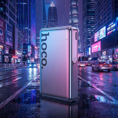 Батарея універсальна HOCO 10000mAh Sunlight PD/20W Magnetic with stand Metal Grey (Q36A / 714987)