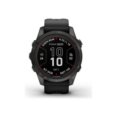 Смарт-годинник Garmin fenix 7S Pro Saph Solar, Carbon Gray Ti w/Black Band, GPS (010-02776-11)