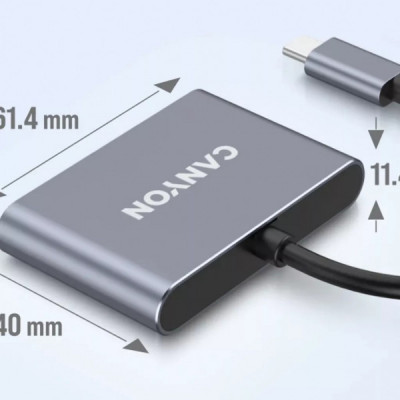 Концентратор Canyon hub DS-3 3in1 USB-C Dark Grey (CNS-TDS3)
