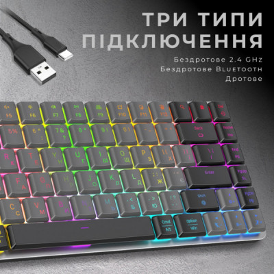 Клавіатура GamePro MK230R Red Swich Low Profile RGB Wireless/Bluetooth/USB Dark Gray (MK230R)