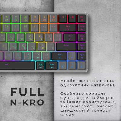 Клавіатура GamePro MK230R Red Swich Low Profile RGB Wireless/Bluetooth/USB Dark Gray (MK230R)