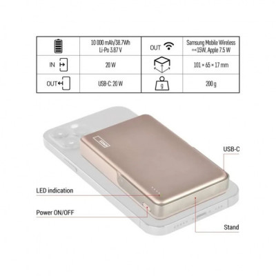 Батарея універсальна EMOS 10000mAh, MagSafe, 20W, pink (B0552RG) Батарея універсальна EMOS 10000mAh, MagSafe, 20W, pink (B0552RG)