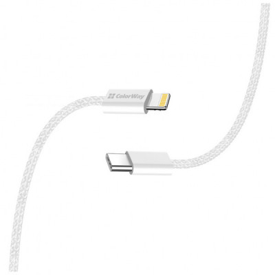 Дата кабель USB-C to Lightning 1.0m 27W grey ColorWay (CW-CBPDCL061-GR)