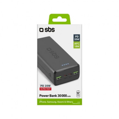 Батарея універсальна SBS 30000mAh 20W PD,QC, 2xUSB-A, 2xUSB-C Black (TTBB30000PD20K) Батарея універсальна SBS 30000mAh 20W PD,QC, 2xUSB-A, 2xUSB-C Black (TTBB30000PD20K)