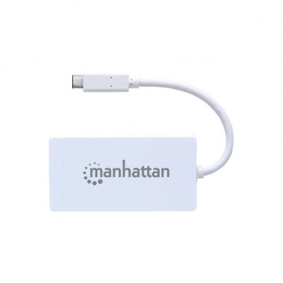 Концентратор Intracom Manhattan Type-C Hub 3-port USB3.0 + RJ45 Gigabit Ethernet White (507608)