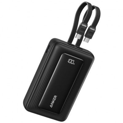 Батарея універсальна Anker 20000mAh 45W Built-In Dual USB-C Cables Black (A1681H12)