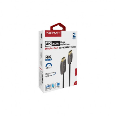 Кабель мультимедійний DisplayPort to HDMI prolink-dp200.black Promate (prolink-dp200.black)