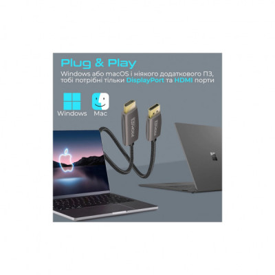 Кабель мультимедійний DisplayPort to HDMI prolink-dp200.black Promate (prolink-dp200.black)