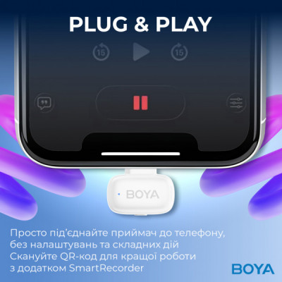 Мікрофон Boya mini-13 Type-C/Lightning White (mini-13) Мікрофон Boya mini-13 Type-C/Lightning White (mini-13)
