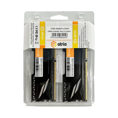 Модуль пам'яті для комп'ютера DDR4 16GB (2x8GB) 2666 MHz Fly Black ATRIA (UAT42666CL19BK2/16)