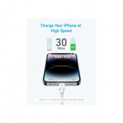 Дата кабель USB 2.0 AM to Lightning 1.8m 322 White Anker (A81B6H21)