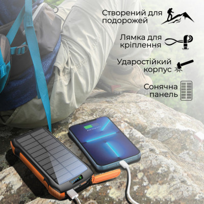 Батарея універсальна Promate 20000mAh PD/20W, QC/3/0, Solar, QI, IP65 (solartank-20pdqi.black) Батарея універсальна Promate 20000mAh PD/20W, QC/3/0, Solar, QI, IP65 (solartank-20pdqi.black)