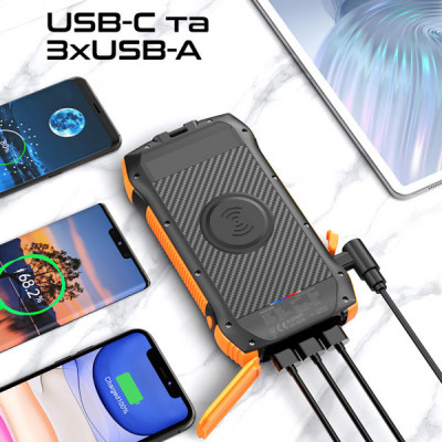 Батарея універсальна Promate 20000mAh PD/20W, QC/3/0, Solar, QI, IP65 (solartank-20pdqi.black) Батарея універсальна Promate 20000mAh PD/20W, QC/3/0, Solar, QI, IP65 (solartank-20pdqi.black)