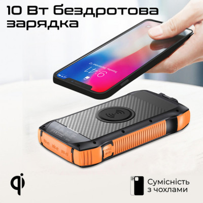 Батарея універсальна Promate 20000mAh PD/20W, QC/3/0, Solar, QI, IP65 (solartank-20pdqi.black) Батарея універсальна Promate 20000mAh PD/20W, QC/3/0, Solar, QI, IP65 (solartank-20pdqi.black)